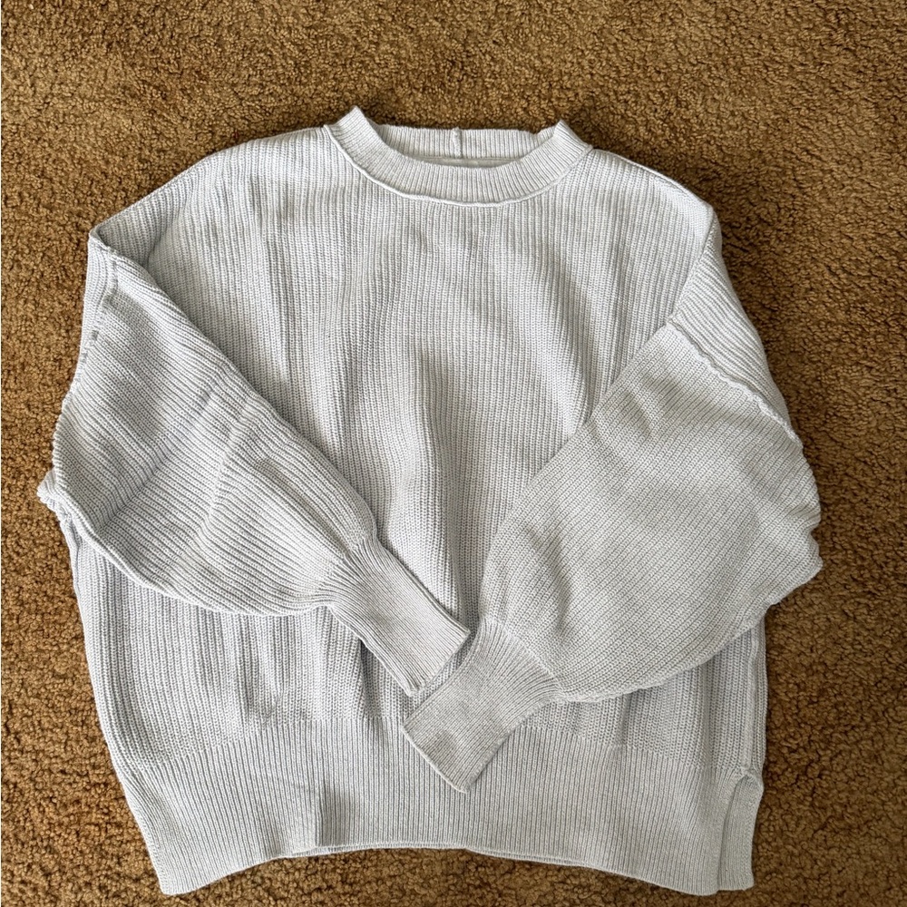 Aerie Light Gray Ribbed Crew Neck Sweater